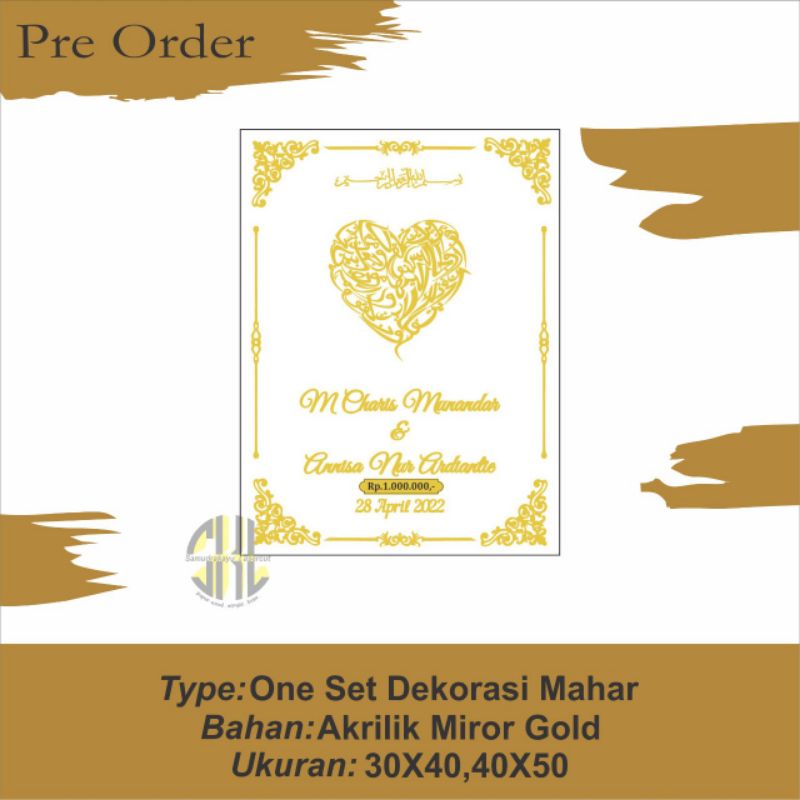 One Set Dekorasi Mahar (Akrilik Miror Gold)