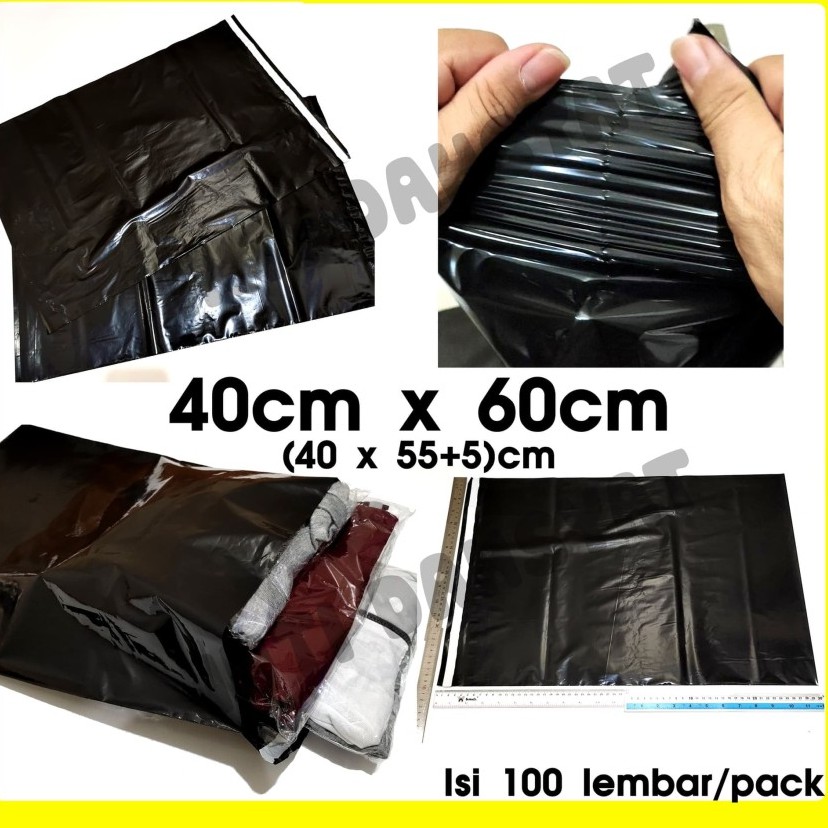 

Polymailer Hitam Glossy Premium Ukuran Jumbo 40x60 Isi +/-100 Lembar