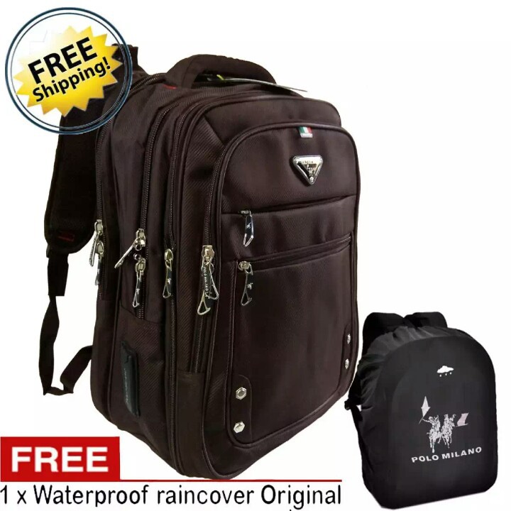 Polo Milano Tas Ransel Pria Tas Fashion Pria Tas Ransel 18 Inchi Original - Coffe