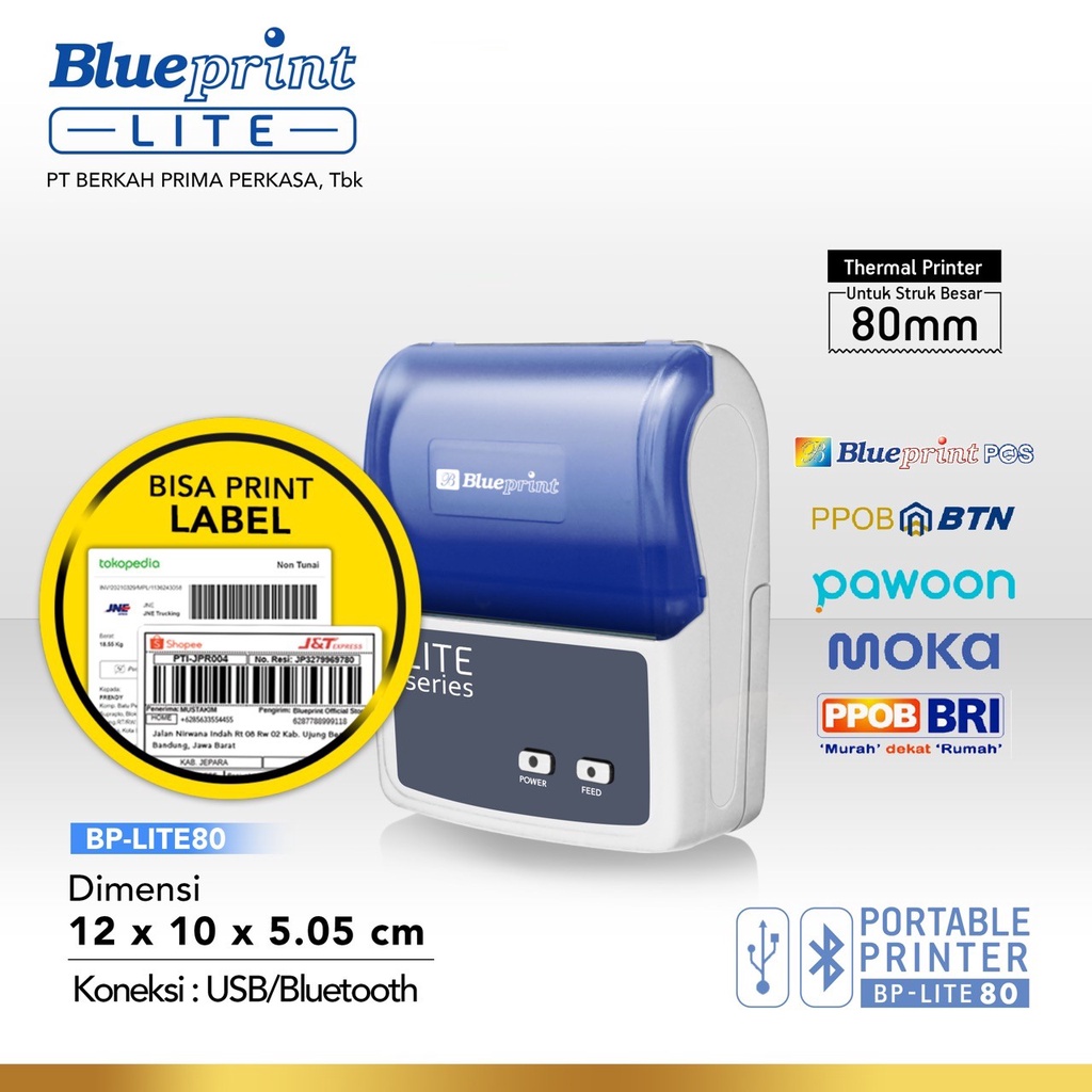 Portable Printer Thermal Label 80 BLUEPRINT BP LITE80 (USB + Bluetooth) LITE 80