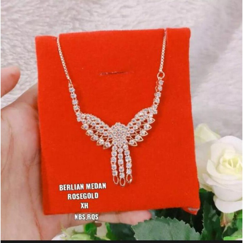 Kalung replika berlian micro diamond titanium lapis emas 18k,mewah,tidak berkarat  pasti tahan lama