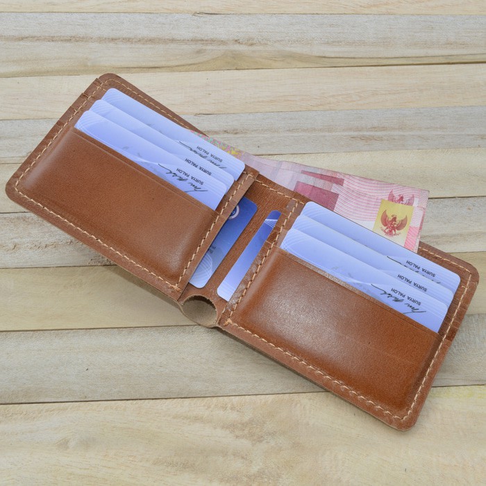 dompet pria kulit sapi asli warna tan type 2 | bifold wallet