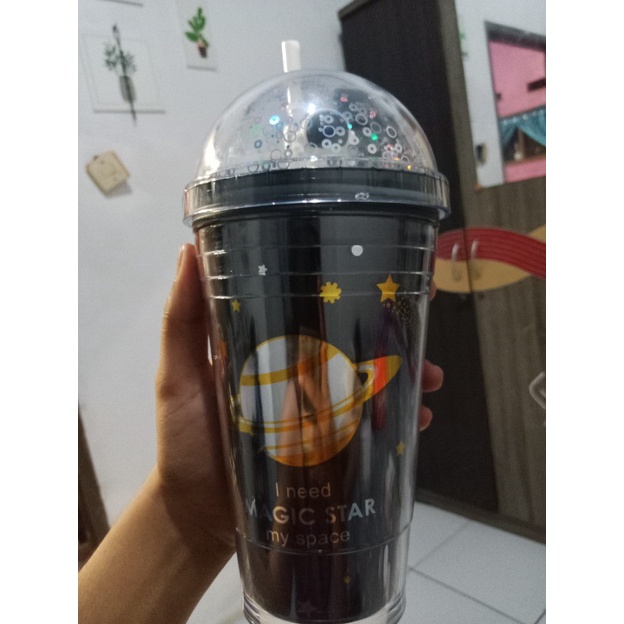 Botol Minum Tumbler Sedotan 450ml Seri Bintang Vakum Terisolasi Tempat Air Minum Sedotan Straw Large Water Bottle Tumblr