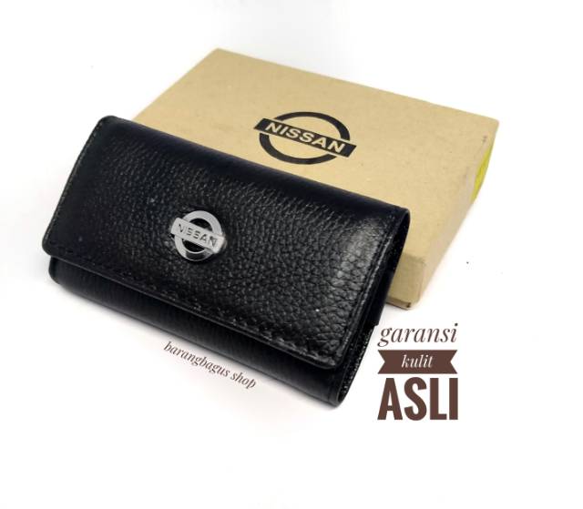 Dompet gantungan kunci kulit include slot STNK + slot uang kertas mobil motor NISSAN (garansi kulit asli)