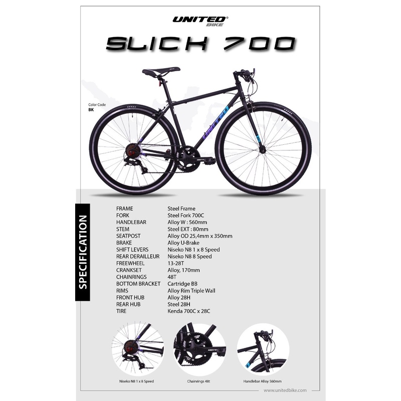 Sepeda Balap ROADBIKE UNITED Slich 700 8Sp Niseko N8