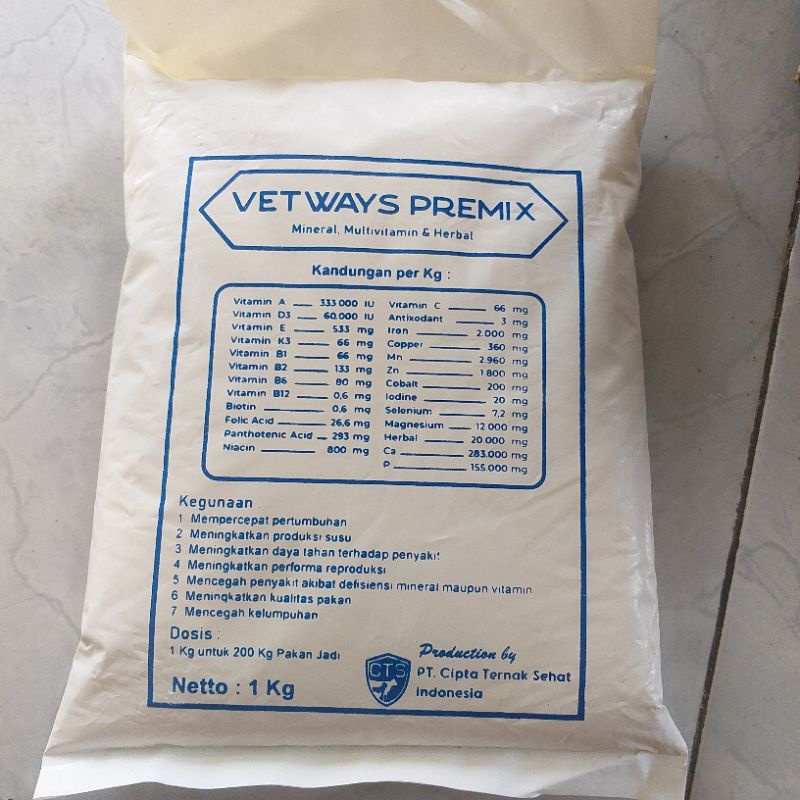 vetways premix 1 kg mineral sapi, mineral kambing