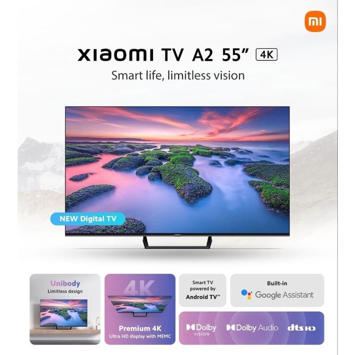 Xiaomi Mi TV A Pro Series 55 Inch GOOGLE TV 4K UHD DVBT2 Garansi Resmi (Medan/Luar Kota)