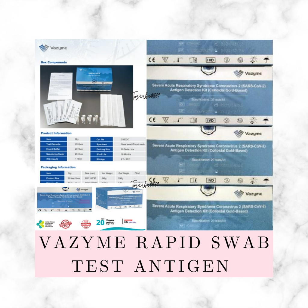 SWAB ANTIGEN VAZYME AKL ALAT TEST SWAB ANTIGEN COLOK HIDUNG IZIN KEMENKES ECER 1 SET LENGKAP