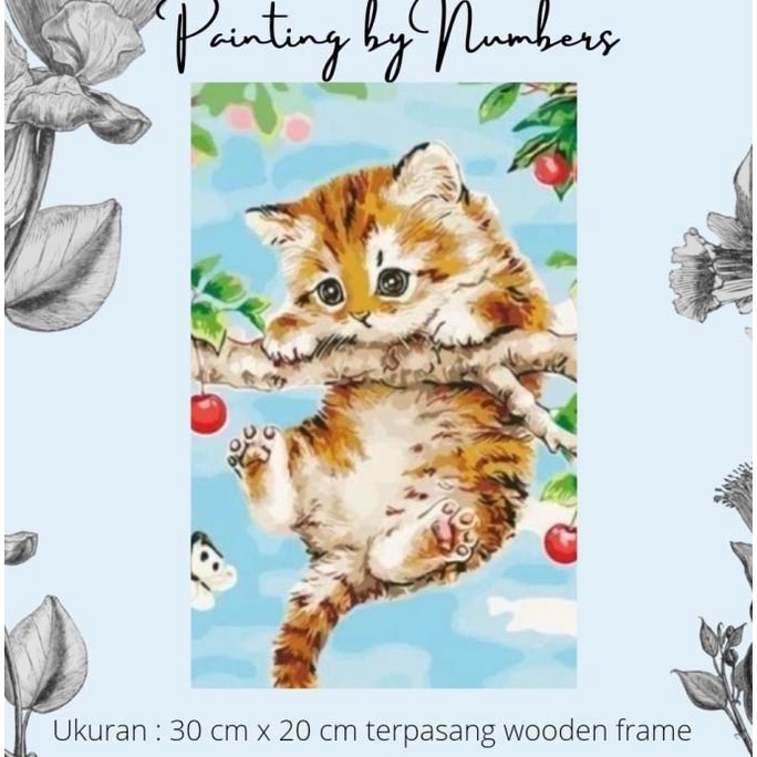 

[COD] DIY painting by number 30x20cm kerajinan tangan - KITTY CAT TERLENGKAP Kode 1066