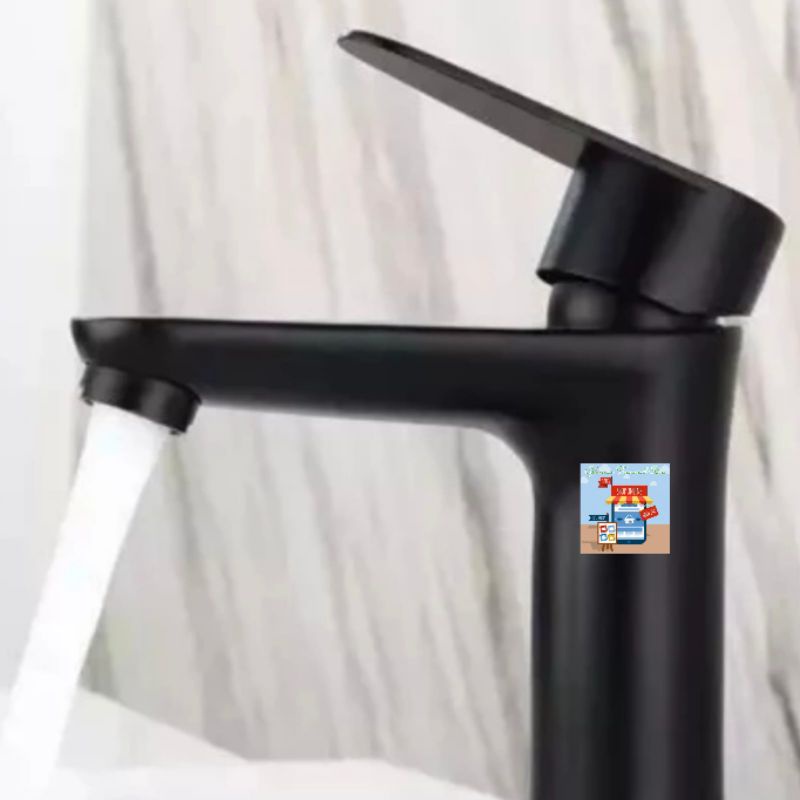KRAN AIR WASTAFEL TINGGI MIXER PANAS DINGIN STAINLESS STEEL HITAM