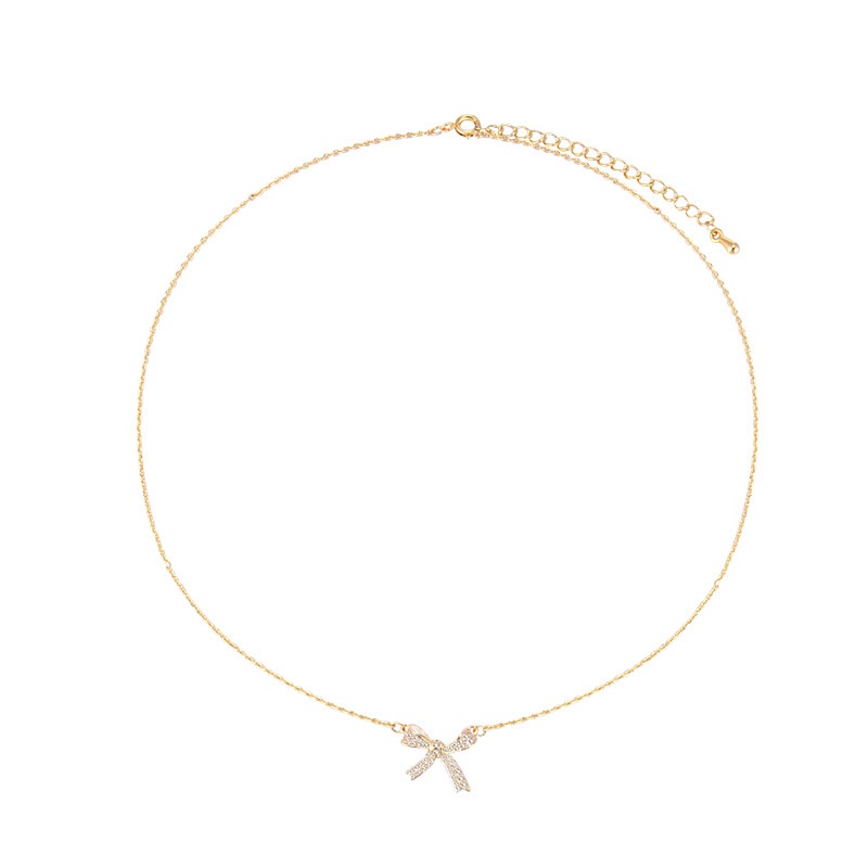 Kalung Busur Desain Niche Perempuan Rantai Klavikula Gaya Baru Influencer Kalung Aksesoris