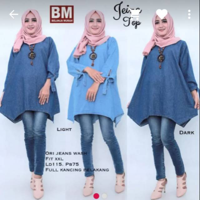 Atasan Jeans jumbo - atasan jeans wanita - Baju wanita