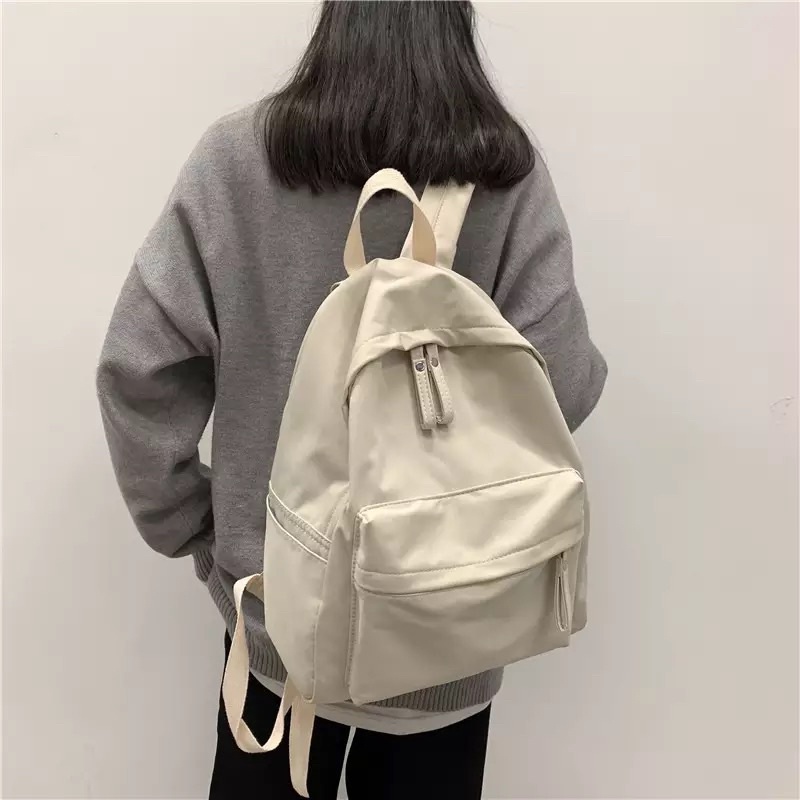 Tas Ransel Pria Wanita Backpack Tas Punggung Tas Laptop Fashion Sekolah Kampus Kuliah Wanita Cewek MURAH Warna Soft Korea Kpop Punggung Trend Simple Polos Lucu Casual Kuliah Macaron - LangFord