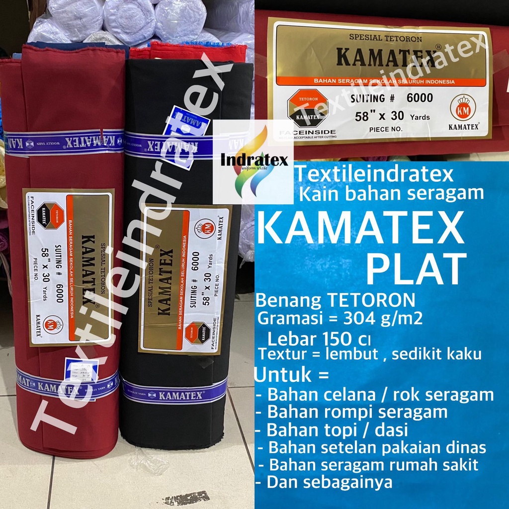 ( per setengah meter) kain celana rok baju seragam KAMATEX PLAT meteran lebar 150 cm bahan setelan seragam sekolah sd smp sma smk kerja rompi baju dinas seragam pramuka perawat dokter laboratorium safari security satpam almamater OK BUKAN FAMATEX TWILL