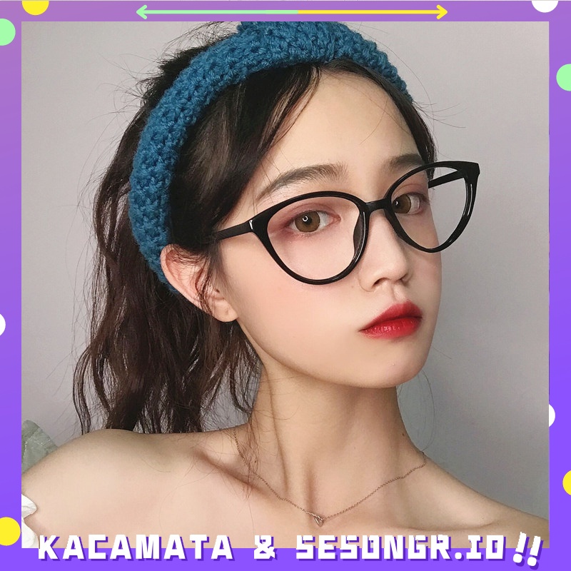 Kacamata Anti Radiasi Transparan Anti-biru Cat eye retro Plastik Bingkai Fashion Kacamata Anti-ultraviolet - SG