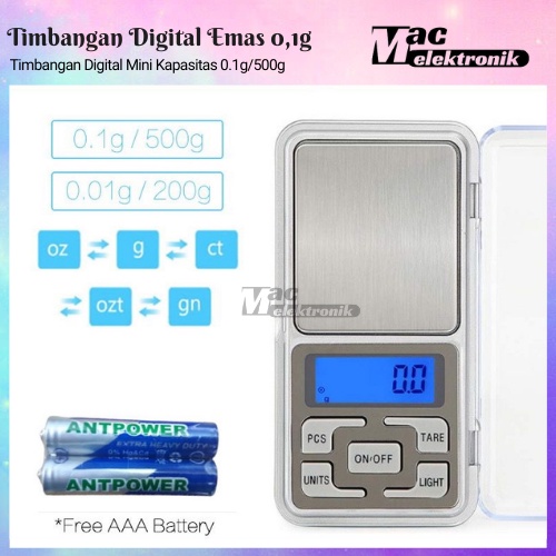 Timbangan Emas Digital Kapasitas 0.1g SAMPAI 500g Akurasi SUDAH DAPET BATERAI