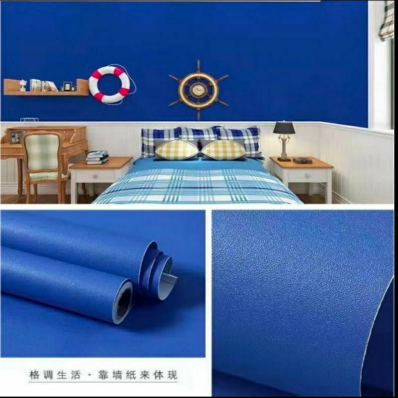 Wallpaper Sticker Dinding Biru Dongker Polos Elegan wallpaper dinding ruang tamu ka