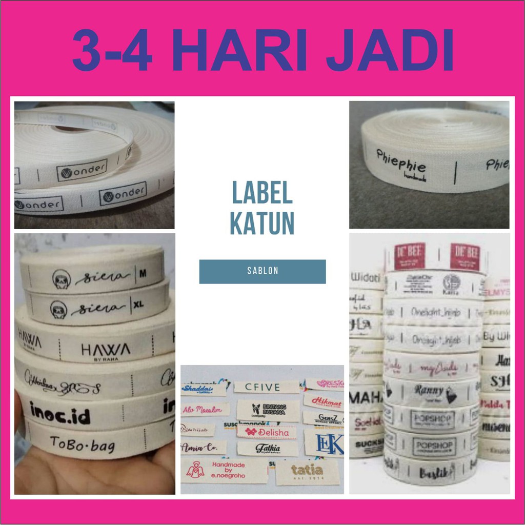 

[Min 200 pcs] Label Katun / Label Hijab / Label baju / Pakaian / Konveksi Sablon Custom ANTI LUNTUR
