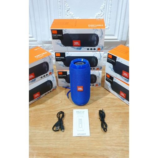 JBL Charge 8+ Mini Speaker Bluetooth Portable / Speaker TG 117 Bluetooth Super Bass-biru polos