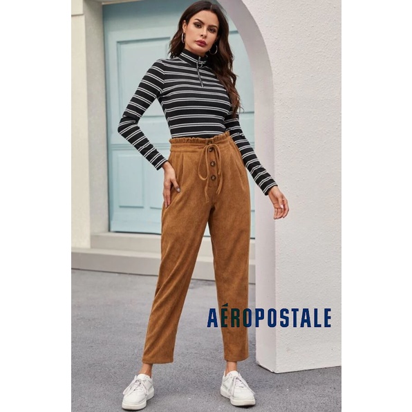 LIMITED Women's Aeropostale Shein Crop Rib Knit Long Sleeve Top Tebal