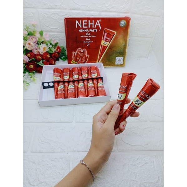 NEHA HENA PASTE RED 1 PCS HENNA HALAL WARNA MERAH