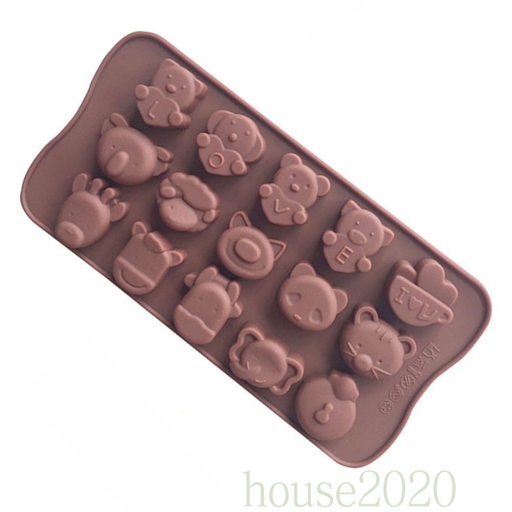 (House2020) Cetakan Kue / Coklat Bentuk Kartun Hewan Bahan Silikon