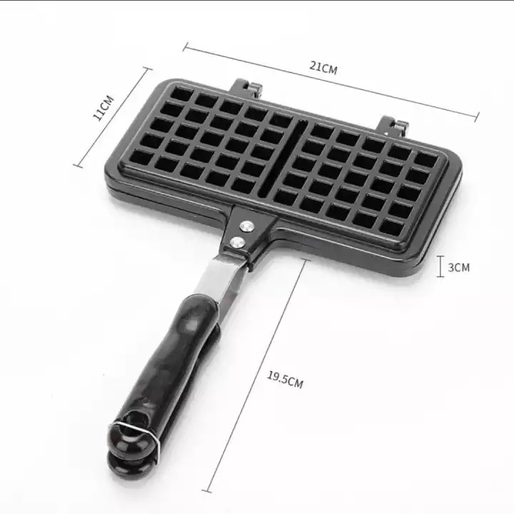 [Termurah] Double Waffle Pan Maker Persegi Panjang Cetakan Kue Waffel Pancake Croffle Teflon