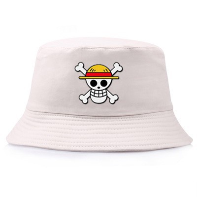 one piece Topi Bucket Pria Dan Wanita Motif Print Anime One Piece Gaya Kasual Untuk Pantai