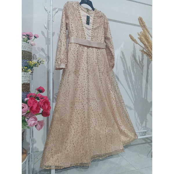 JELITHA GAUN PESTA / Full Tulle bordir aplikasi payet / baju kondangan / wisuda / bridesmaids