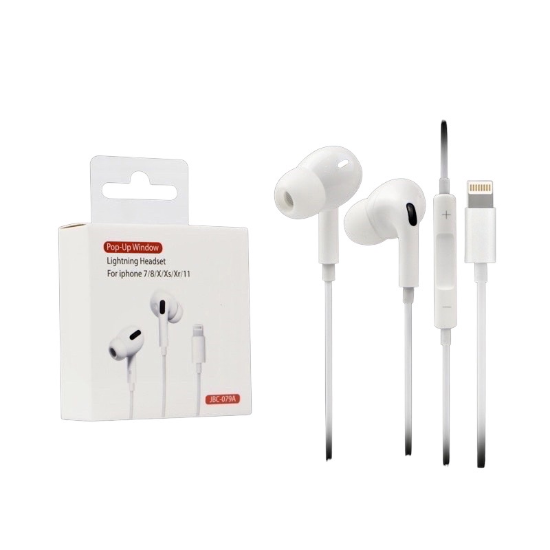 HANDSFREE HANDSET EARPHONE HEADSET MURAH JBC-070A For ligthing Model Kuping Karet Konektin Bluetooth