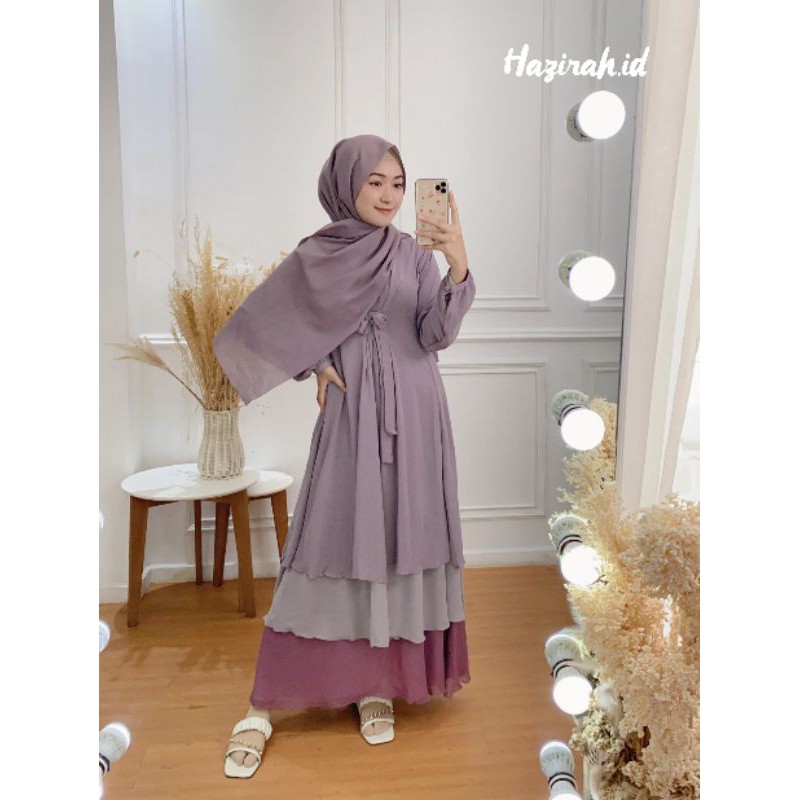 Nadira set gamis 3 layer hazirah.id | gamis ceruty babydoll premium | gamis ceruty full furing | gam