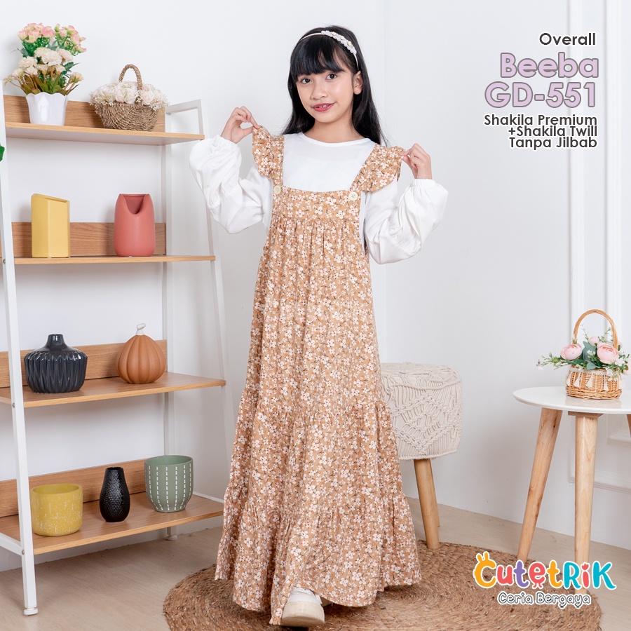 Set Overall Rok Usia 5 - 7 Tahun BEEBA HIFZA Series  Remaja Bahan Shakilla Twill Premium Katun Yande