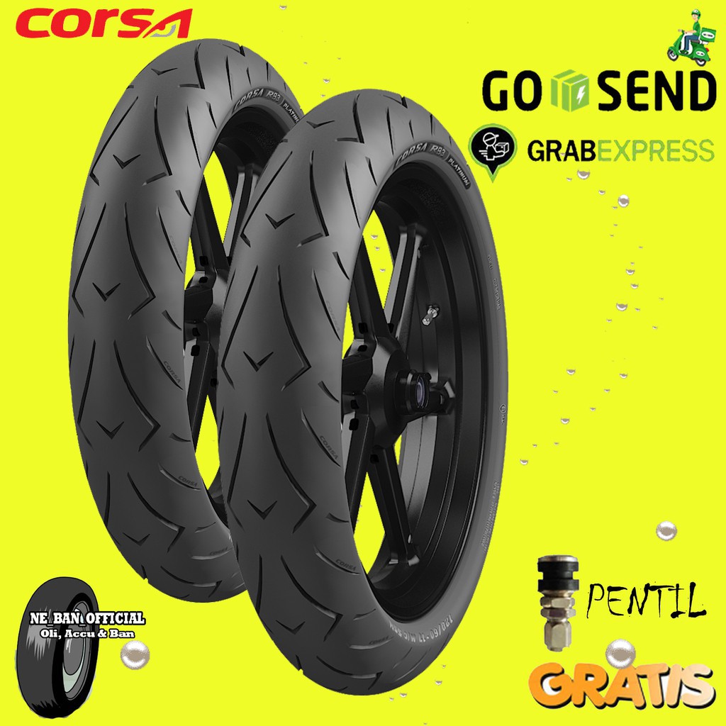 PAKET BAN MOTOR MOGE CORSA R93 120/60 - 150/60 RING 17 TUBELESS