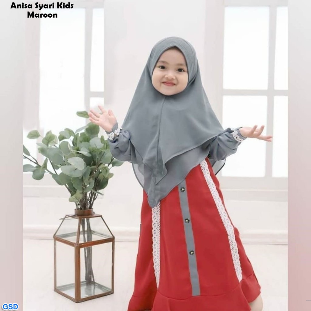 Anisa Syari Kids/Promo Gamis Anak Hijab Murah/ Long Dress Muslim Anak