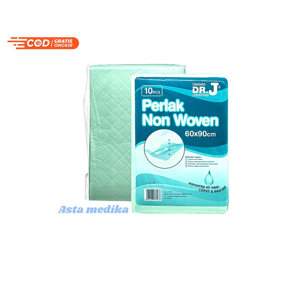 Underpad DR J 60 x 90 cm Onemed Perlak Non Woven Ekonomis Perlak Underpad Bayi Alas Popok Underpad DR J - 10pcs/pack