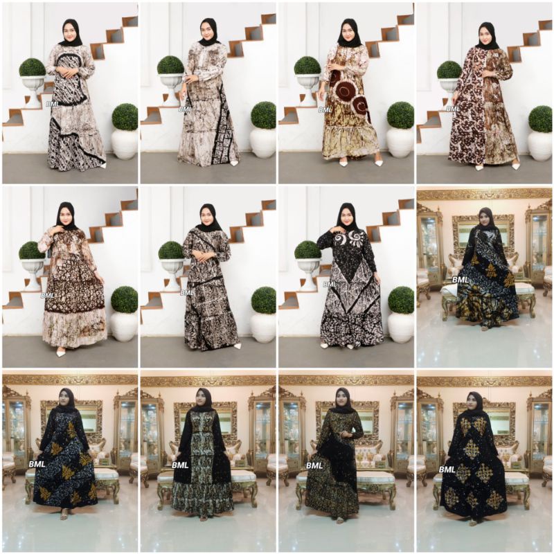 GAMIS TWILL RAYON CAP MALAMAN MOTIF MADONGAN HITAM MANIS TERLARIS