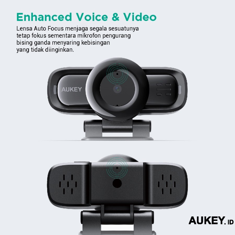 AUKEY PC-LM3 - STREAM Series - Autofocus 1080P Webcam - Web Camera Full HD untuk Desktop PC &amp; Laptop