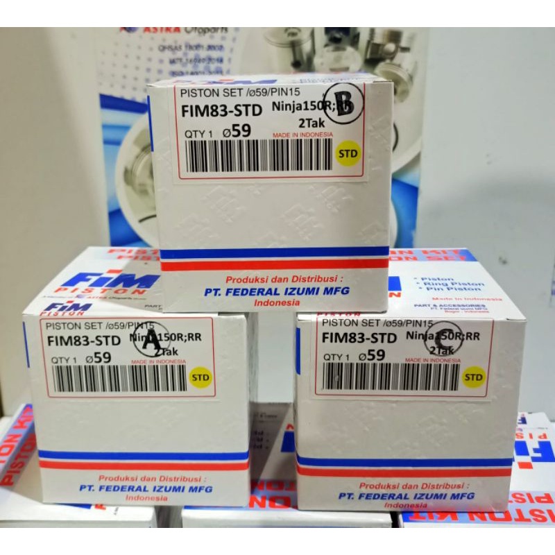 Piston Kit FIM Kawasaki Ninja 150R,,RR ( Standar s/d 400 ) FIM 83 PIN 15 ORIGINAL FIM-3