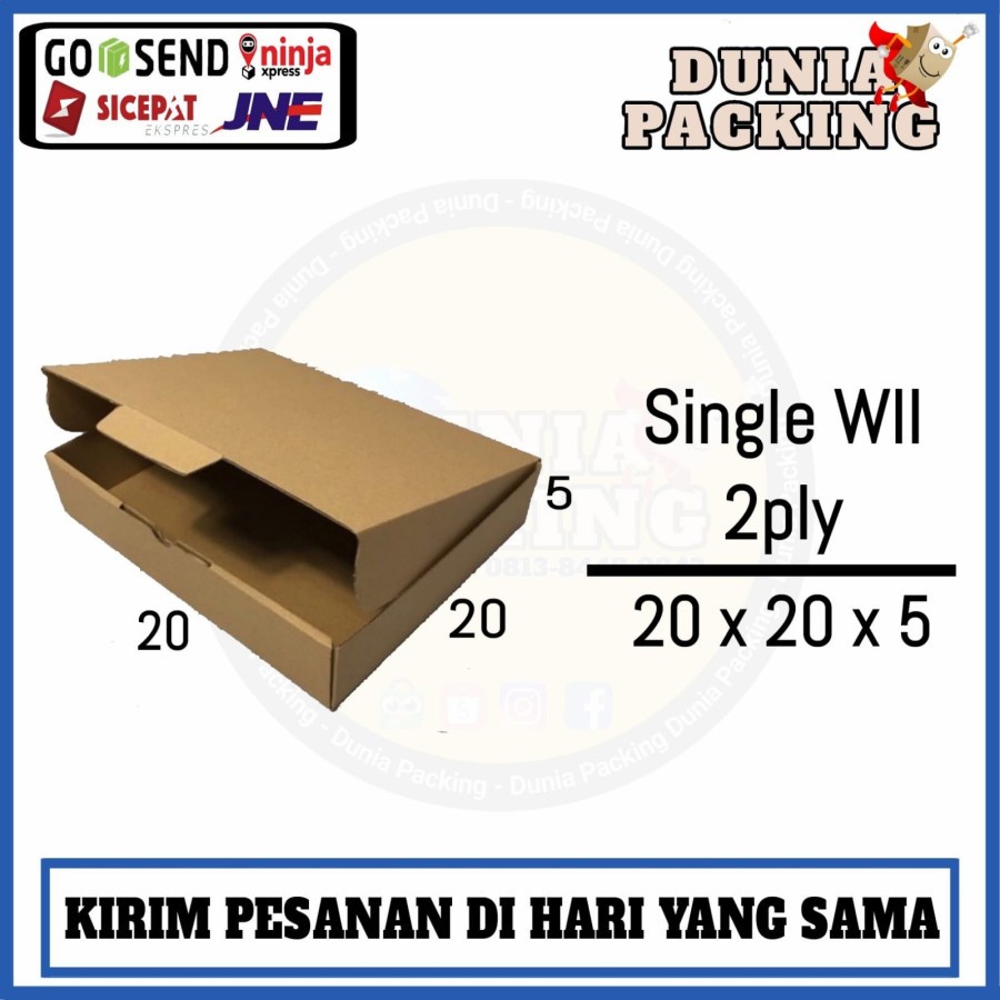 

Kardus Polos Packing Single Wall | Box Pakaian pitzza 20 x 20 x 5