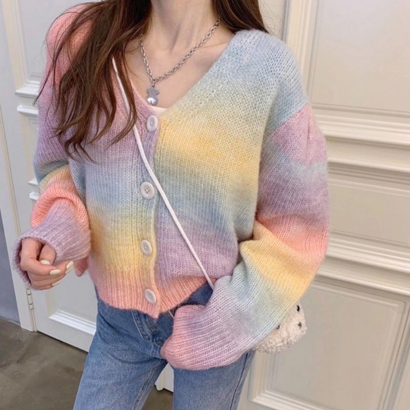Jisoo rainbow cardigan non crop