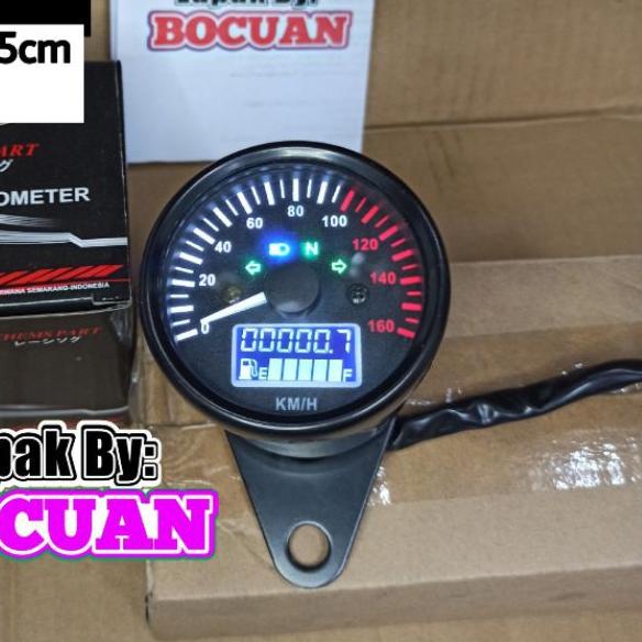 ☂ spidometer jarum dan bensin digital bulat hitam universal speedometer spido ❃