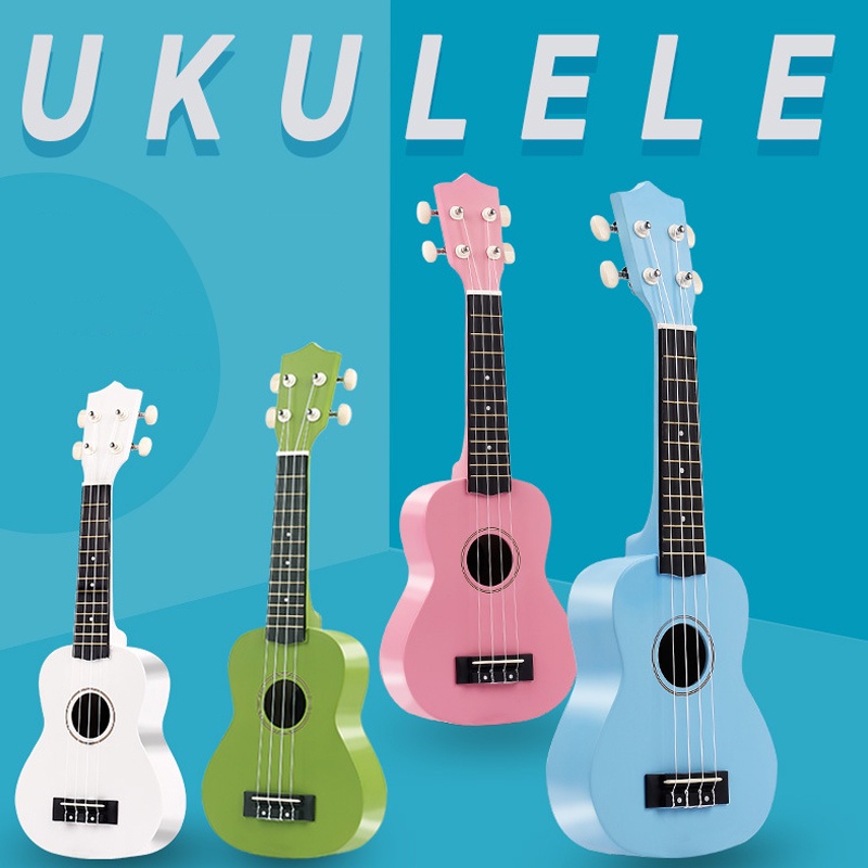 Instrumen Gitar Akustik Ukulele Soprano 4 Senar Bahan Serat Karbon Ukuran 21 Inci 7 Warna Untuk Pemula