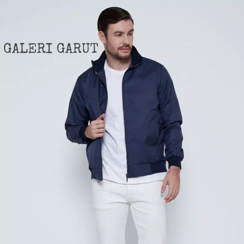 JAKET BOMBER NAVY POLOS ELEGANT