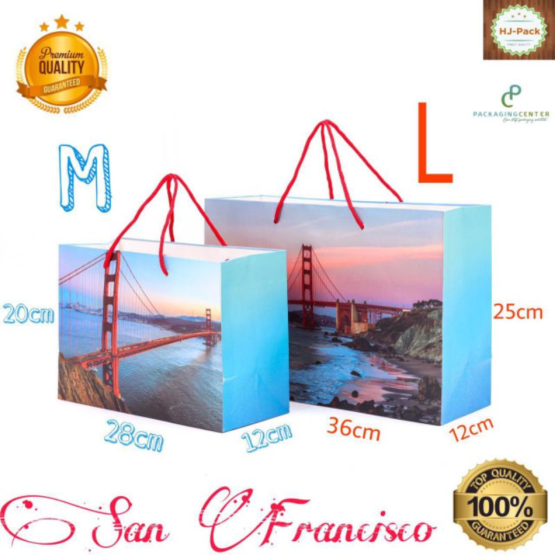 

(MEWAH)Shoppingbag SAN FRANSSISCO L 36x12x25 paperbag belanja/kado/goodiebag besar/giftbag/unik