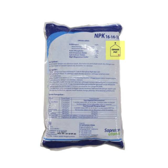 PUPUK PAK TANI NPK 16-16-16 BIRU ORIGIN RUSIA KEMASAN PABRIK 1 KG - NPK RUSIA