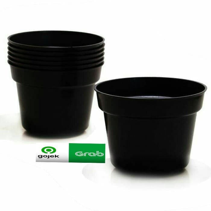 Unik pot bunga dan tanaman plastik hitam diameter 30 cm Diskon