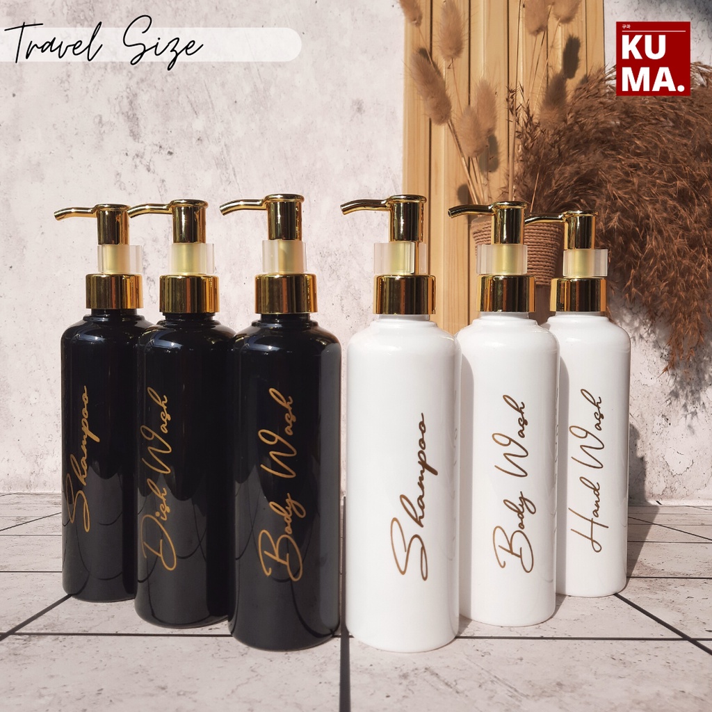 Travel Size Botol Sabun Aesthetic Refill Pump Putih Neck Gold 250ml botol shampoo sabun mandi sabun cuci piring isi ulang cantik