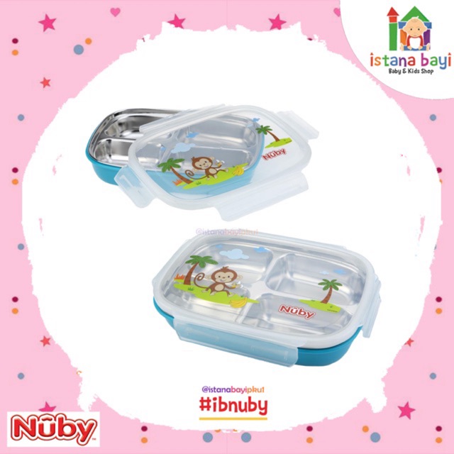 Nuby Stainless 4 compartments luncbox - Tempat Makan anak