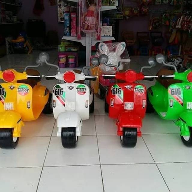 Mainan Vespa Tunggang Anak Light &amp; Sound - Motor Skuter Dorong Edukasi