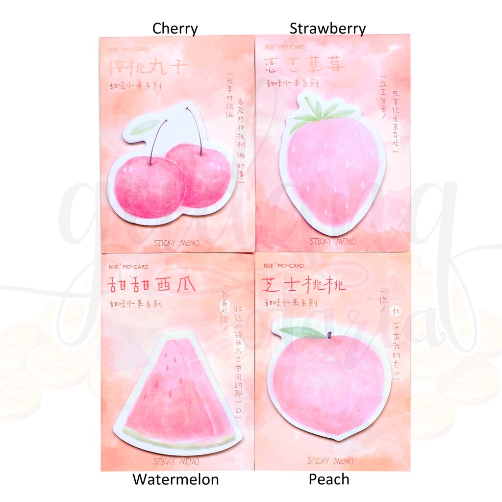 Sticky Notes Pink Fruits Watermelon Peach Cherry Semangka Memo Lucu Unik GH 301216